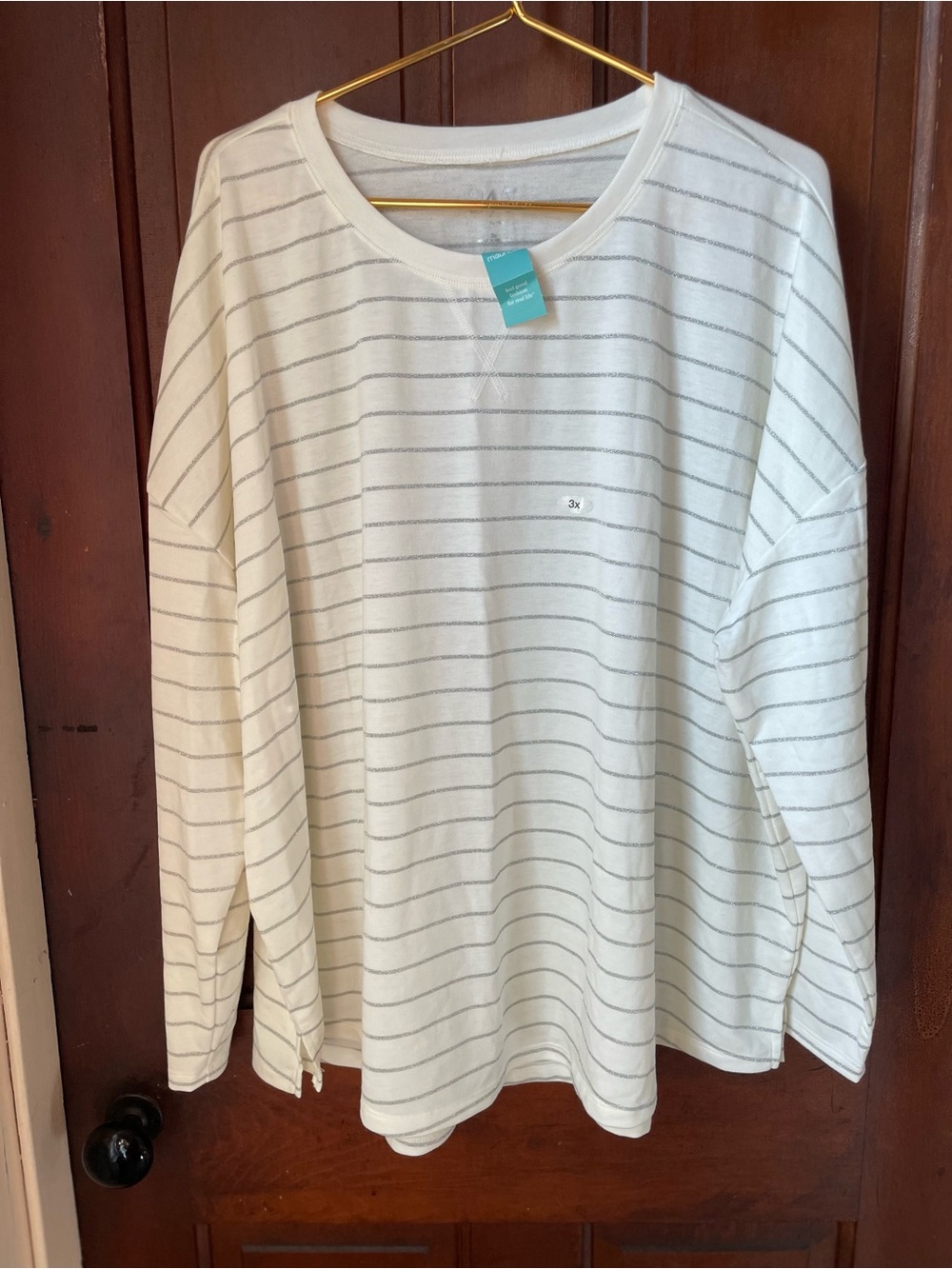 Maurices women's 3X long sleeve white striped top NWT
